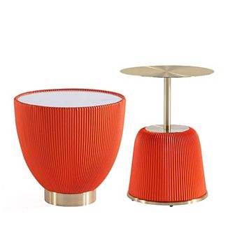 MANHATTAN COMFORT Anderson 1.0 & 2.0 2 pc Modern Faux Leather Upholstered End Table Set