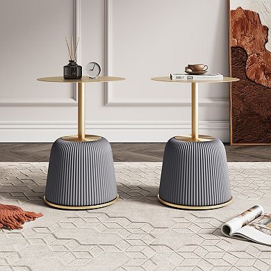 MANHATTAN COMFORT Anderson 2-pc. Modern Gold Top Faux Leather Upholstered End Table