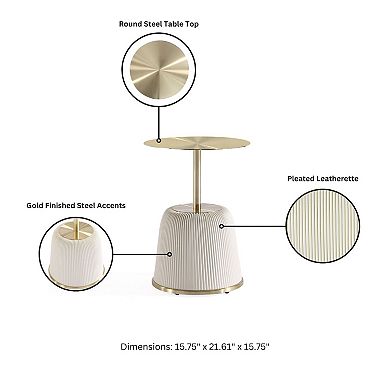 MANHATTAN COMFORT Anderson 2-pc. Modern Gold Top Faux Leather Upholstered End Table