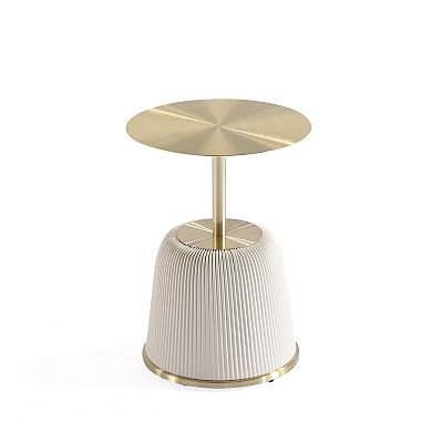 MANHATTAN COMFORT Anderson 2-pc. Modern Gold Top Faux Leather Upholstered End Table