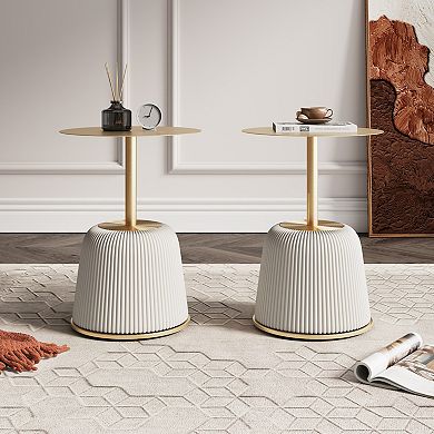 MANHATTAN COMFORT Anderson 2-pc. Modern Gold Top Faux Leather Upholstered End Table