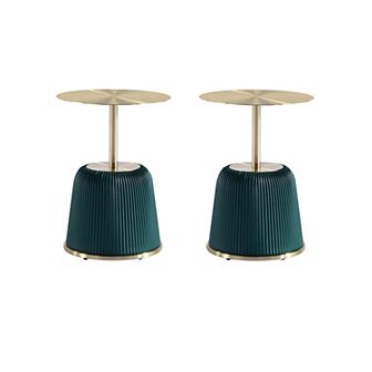 MANHATTAN COMFORT Anderson 2 pc Modern Gold Top Faux Leather Upholstered End Table