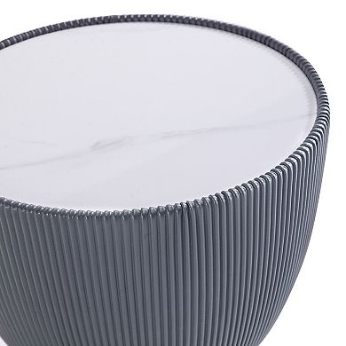 MANHATTAN COMFORT Anderson 2-pc. Modern Ceramic Top Faux Leather Upholstered End Table