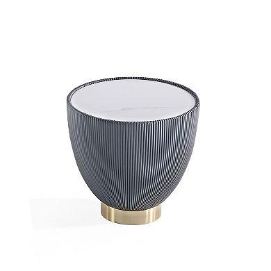 MANHATTAN COMFORT Anderson 2-pc. Modern Ceramic Top Faux Leather Upholstered End Table