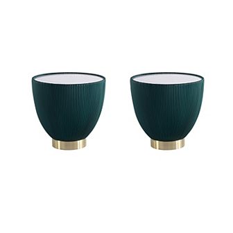 MANHATTAN COMFORT Anderson 2 pc Modern Ceramic Top Faux Leather Upholstered End Table