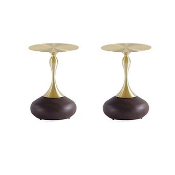 MANHATTAN COMFORT Patchin 2 pc Modern Gold Metal Round End Table Set