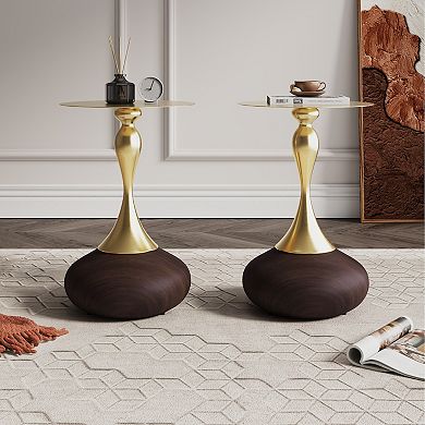 MANHATTAN COMFORT Patchin 2-pc. Modern Gold Metal Round End Table Set
