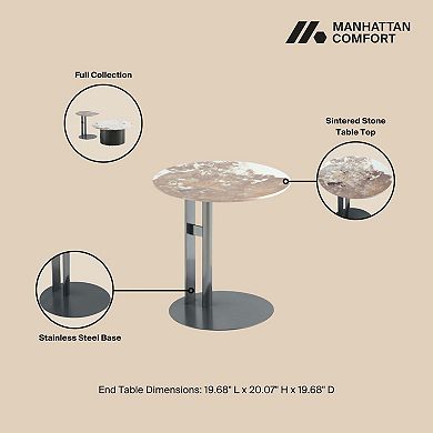 MANHATTAN COMFORT Alondra Modern Sintered Stone End Table
