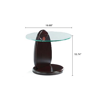 MANHATTAN COMFORT Artesia Modern Tempered Glass Top End Table