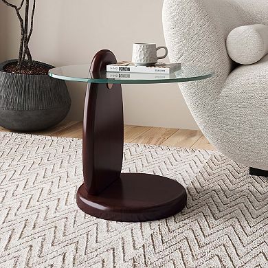 MANHATTAN COMFORT Artesia Modern Tempered Glass Top End Table