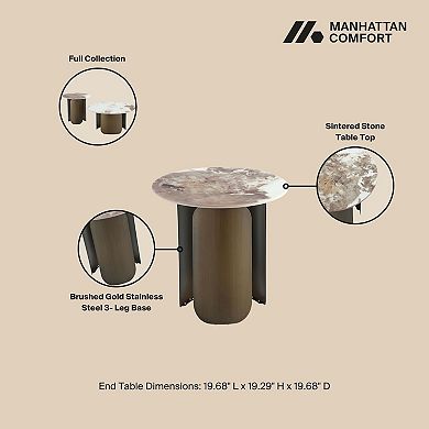 MANHATTAN COMFORT Monica Modern Sintered Stone Top End Table