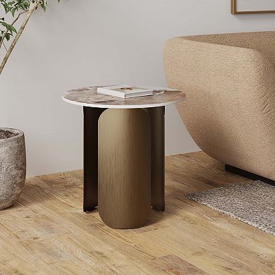 MANHATTAN COMFORT Monica Modern Sintered Stone Top End Table