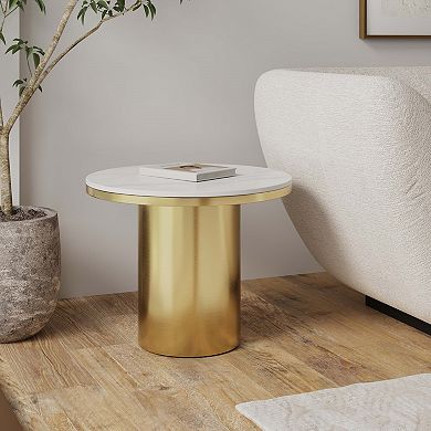 MANHATTAN COMFORT Glenn Modern Sintered Stone Top End Table