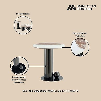 MANHATTAN COMFORT Laurel Modern Sintered Stone Top End Table