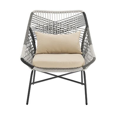 MANHATTAN COMFORT Ashland Modern 5-Piece Patio Conversation Set with Foot Ottomans