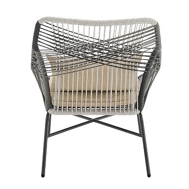 MANHATTAN COMFORT Ashland Modern 5-Piece Patio Conversation Set with Foot Ottomans