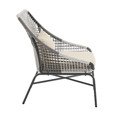 MANHATTAN COMFORT Ashland Modern 5-Piece Patio Conversation Set with Foot Ottomans