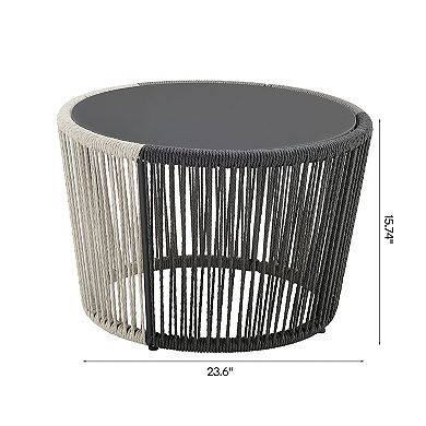 MANHATTAN COMFORT Ashland Modern 5-Piece Patio Conversation Set with Foot Ottomans