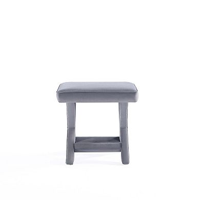 MANHATTAN COMFORT Abigail Mid-Century Modern Velvet Upholstered Bench Ottoman