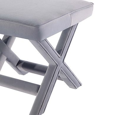 MANHATTAN COMFORT Abigail Mid-Century Modern Velvet Upholstered Bench Ottoman