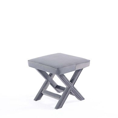 MANHATTAN COMFORT Abigail Mid-Century Modern Velvet Upholstered Bench Ottoman