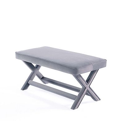 MANHATTAN COMFORT Abigail Mid-Century Modern Velvet Upholstered Long Bench Ottoman