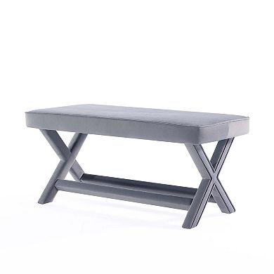 MANHATTAN COMFORT Abigail Mid-Century Modern Velvet Upholstered Long Bench Ottoman