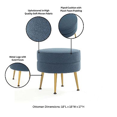 MANHATTAN COMFORT Bailey Mid-Century Modern Upholstered Ottoman