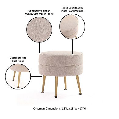 MANHATTAN COMFORT Bailey 2-pc. Mid-Century Modern Upholstered Ottoman