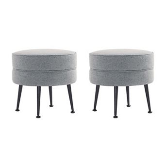 MANHATTAN COMFORT Bailey 2 pc Mid-Century Modern Upholstered Ottoman