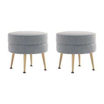 MANHATTAN COMFORT Bailey 2 pc Mid-Century Modern Upholstered Ottoman