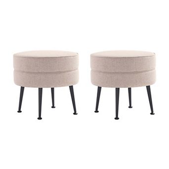 MANHATTAN COMFORT Bailey 2 pc Mid-Century Modern Upholstered Ottoman