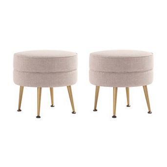MANHATTAN COMFORT Bailey 2 pc Mid-Century Modern Upholstered Ottoman