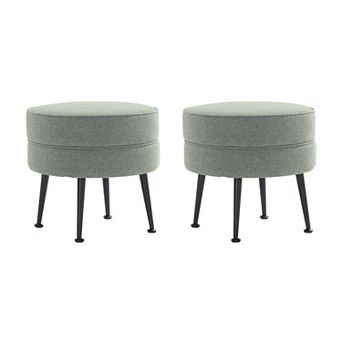 MANHATTAN COMFORT Bailey 2 pc Mid-Century Modern Upholstered Ottoman
