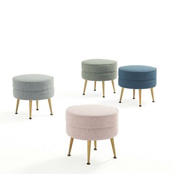 MANHATTAN COMFORT Bailey 4 pc Mid-Century Modern Upholstered Ottoman