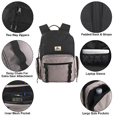 Kelty Deluxe Ripstop Backpack With 17" Laptop Sleeve, Black/Tan