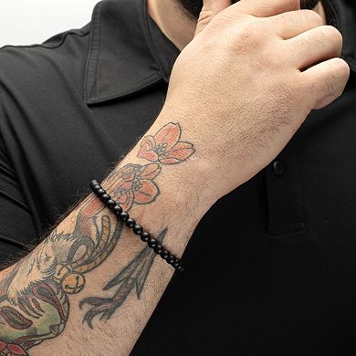 Men's DANTE Stainless Steel Clasp Stone Bead Bracelet