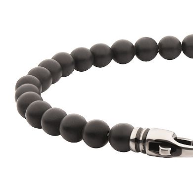 Men's DANTE Stainless Steel Clasp Stone Bead Bracelet