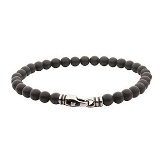 Men's DANTE Stainless Steel Clasp Stone Bead Bracelet