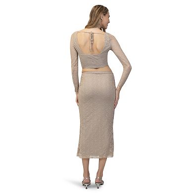 Juniors' madden girl 2-Piece Ballet Neck Long Sleeve Top & Maxi Skirt Set
