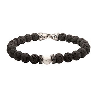 Men's DANTE Stainless Steel Lava Bead Bracelet