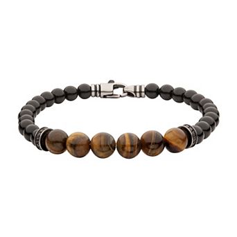 Men's DANTE Stainless Steel Tiger's Eye Beaded Bracelet