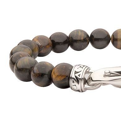 Men's DANTE Stainless Steel Tiger's Eye Bead Bracelet