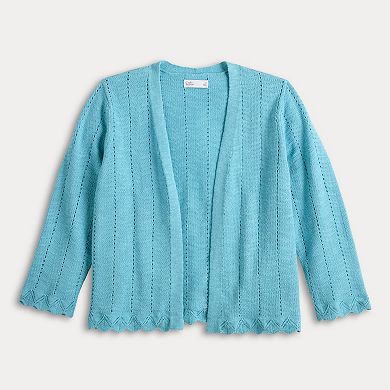 Women's Croft & Barrow® Pointelle Wave Open Front Cardigan