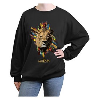 Disney's Mufasa The Lion King Colorful Head Portrait Juniors' Oversized Graphic Pullover