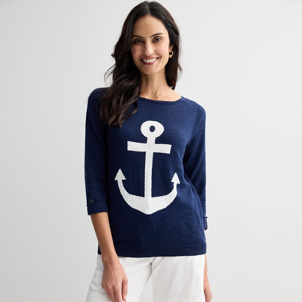 Women's Croft & Barrow® Boatneck Intarsia Sweater