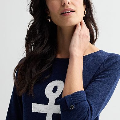 Women's Croft & Barrow® Boatneck Intarsia Sweater