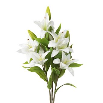 Sullivan's Real Touch White Lily Faux Flower Bundle