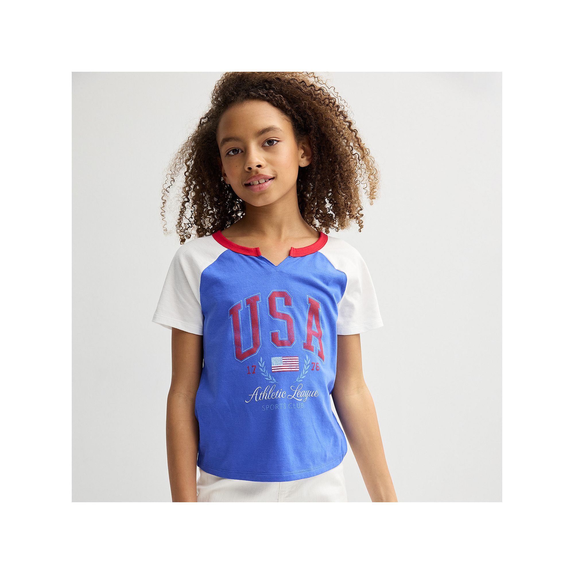 Girls 6-20 SO® Notch Neck Graphic Baby Tee in Regular & Plus Size, Girls,