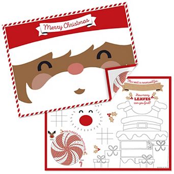 Big Dot of Happiness Jolly Santa Claus Christmas Coloring Sheets Activity Placemats - Set of 16